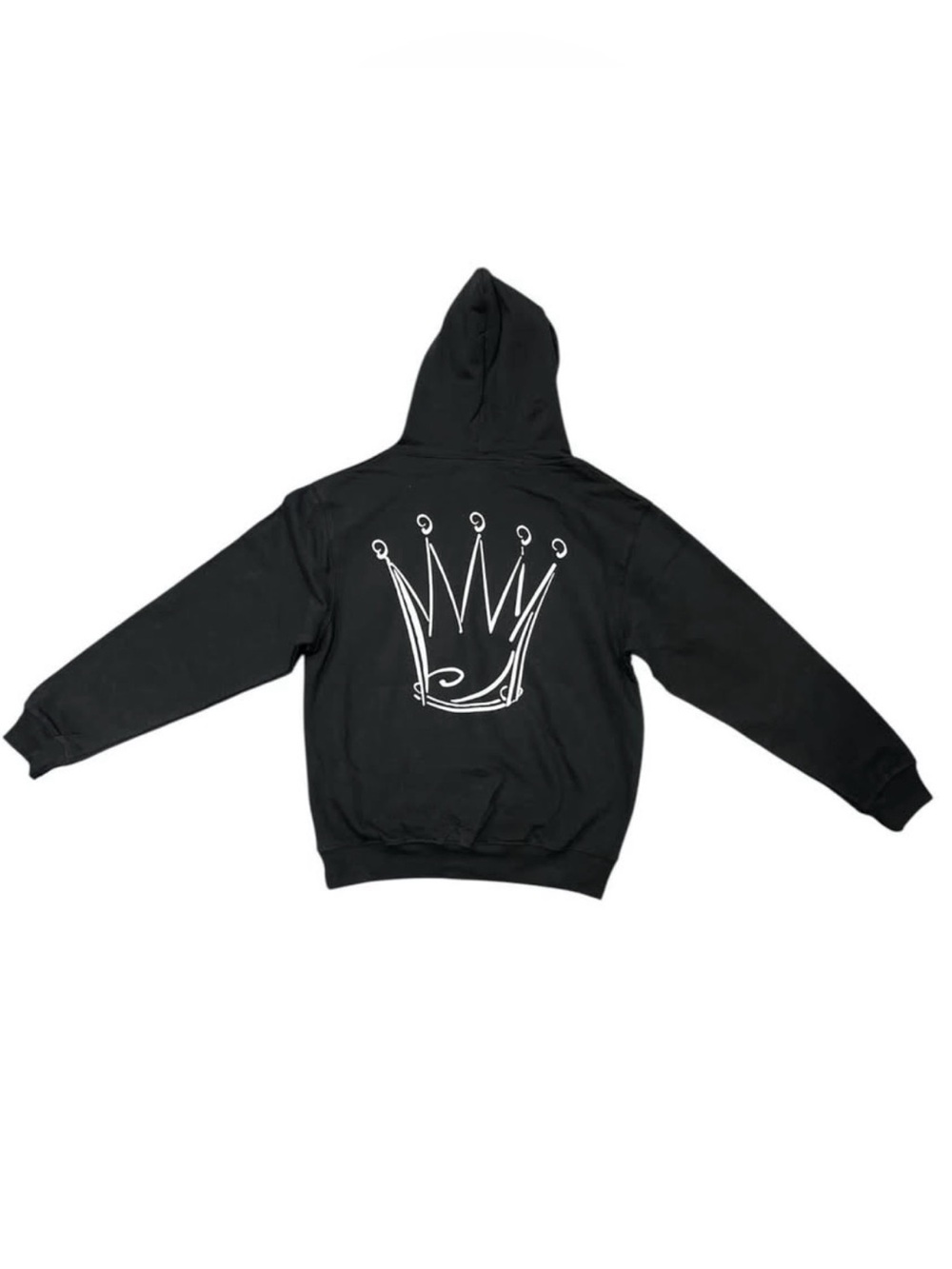Men's Black Hooded Sweatshirt with White Crown Graphic